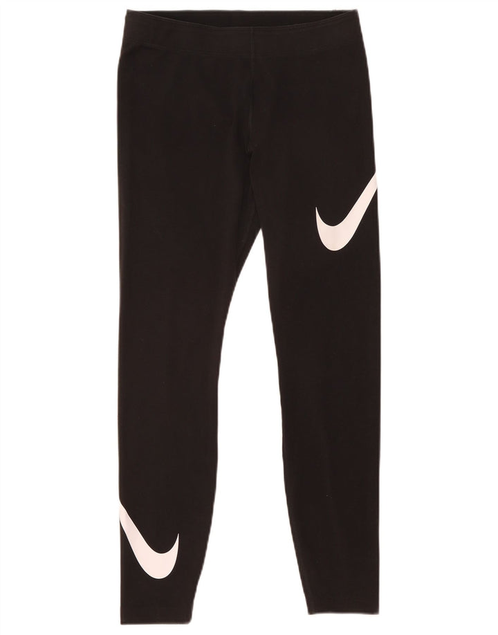 Nike Womens Graphic Leggings UK 12 Medium  Black Cotton