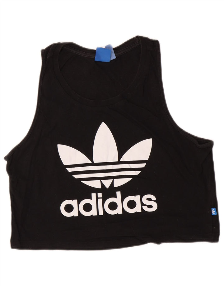 Adidas Womens Crop Graphic Vest Top UK 12 Medium Black