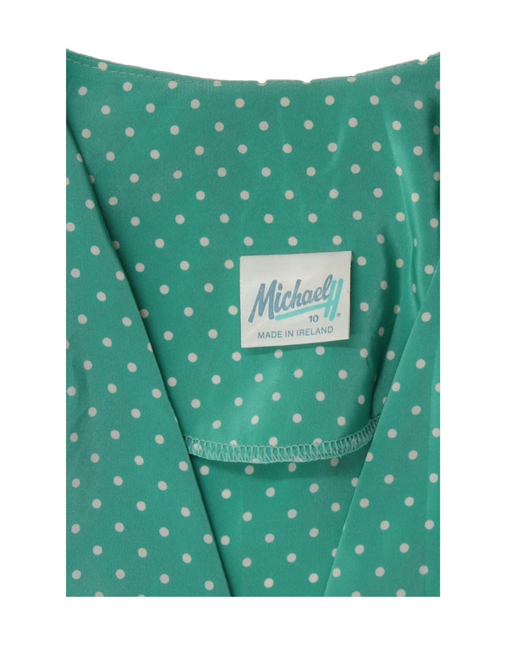 MICHAEL H Womens A-Line Dress UK 10 Small Turquoise Polka Dot Polyester Vintage Michael H and Second-Hand Michael H from Messina Hembry 