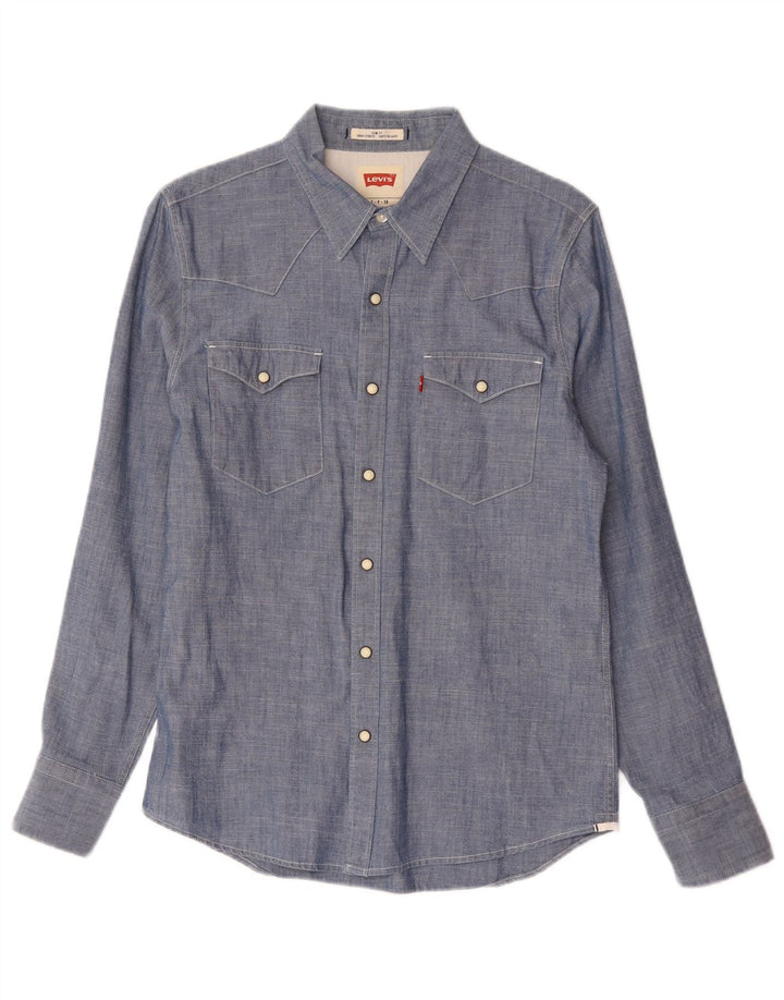 Levi's Mens Slim Fit Shirt Small Blue Cotton