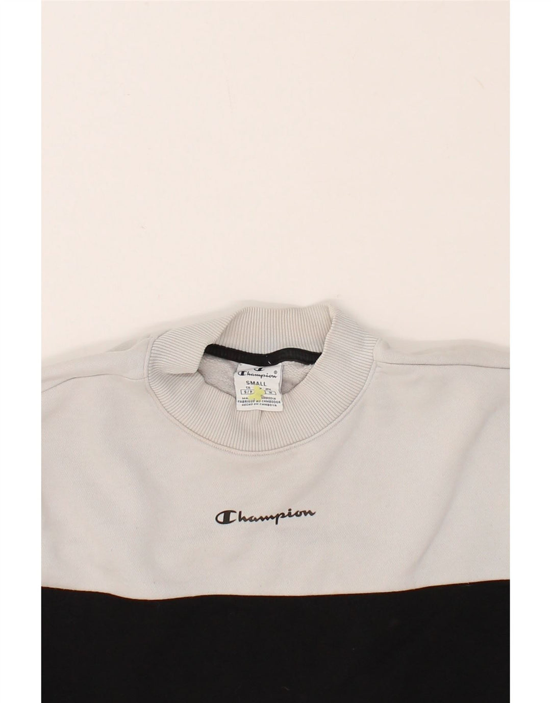 CHAMPION Womens Oversized Crop Sweatshirt Jumper UK 10 Small Black Vintage Champion and Second-Hand Champion from Messina Hembry 