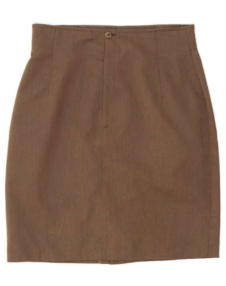 VINTAGE Womens Pencil Skirt IT 44 Medium W28 Brown Polyester Vintage Vintage and Second-Hand Vintage from Messina Hembry 