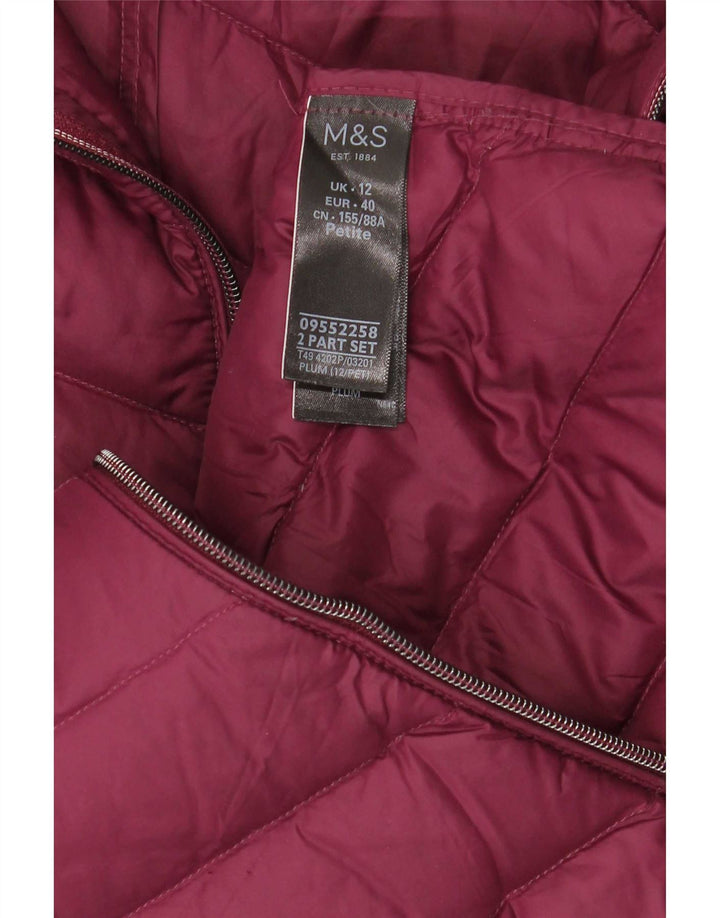 Cappotto imbottito con cappuccio da donna Marks & Spencer UK 12 Poliammide bordeaux medio