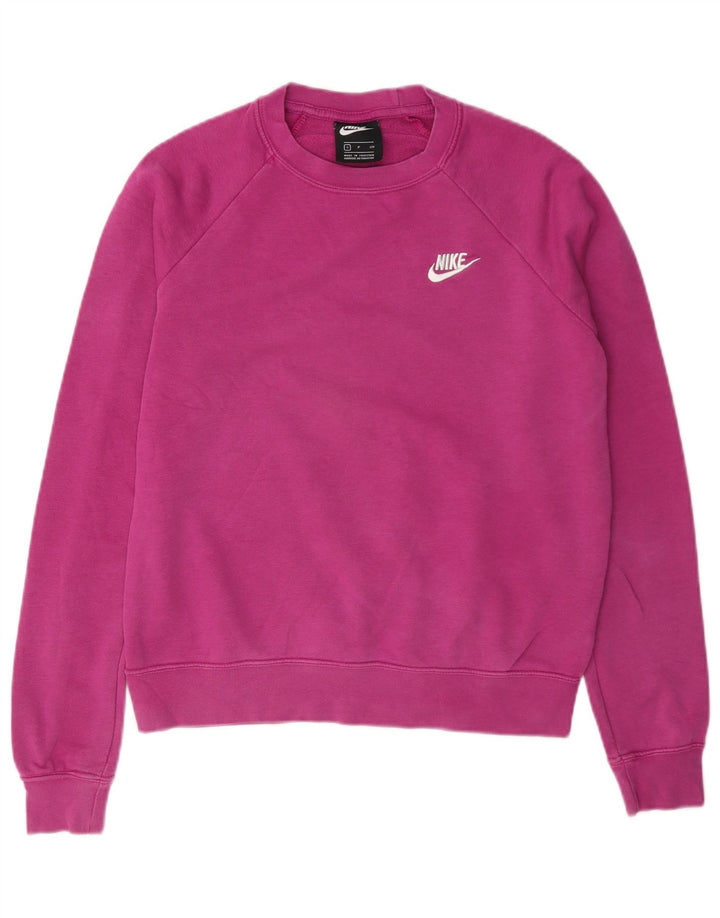 Nike Womens Oversized Sweatshirt Jumper UK 10 Small Pink Cotton