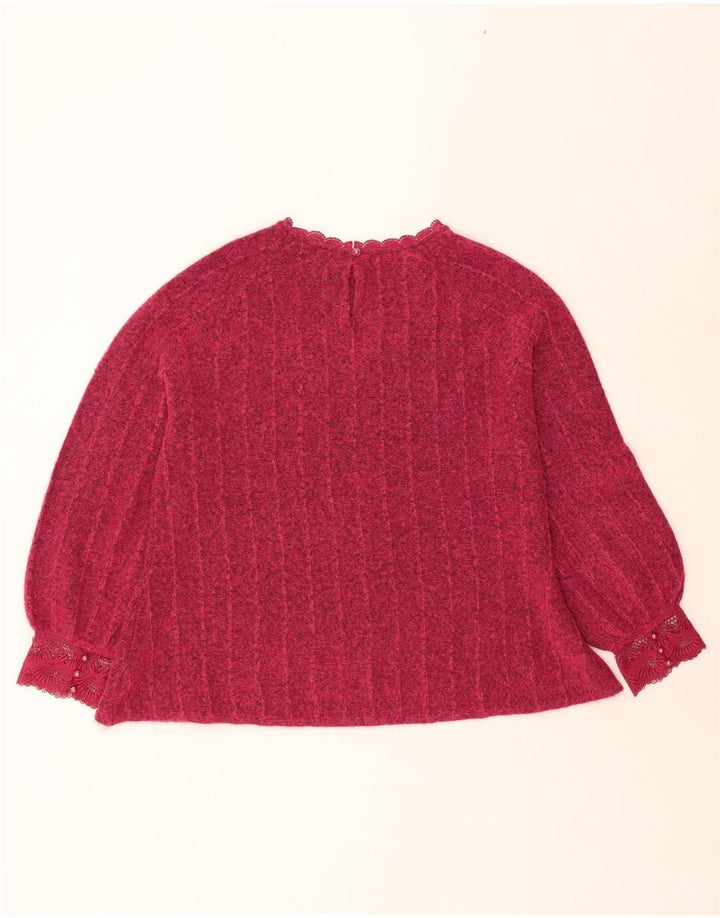 MONSOON Womens Boat Neck Jumper Sweater UK 16 Large Pink Polyester Vintage Monsoon and Second-Hand Monsoon from Messina Hembry 