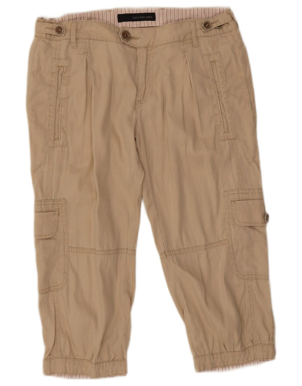 Calvin Klein Womens Capri Cargo Trousers W29 L19 Beige Linen