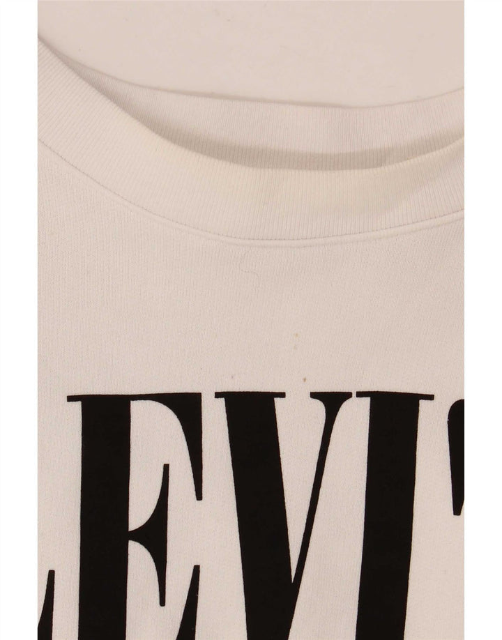 Levi's Donna Felpa oversize con grafica Maglione UK 16 Large Cotone bianco