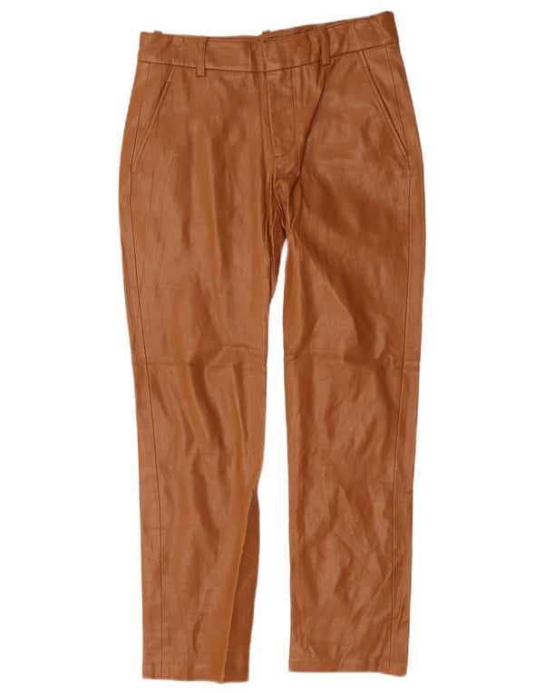 Zara Γυναικείο Slim Faux Leather Παντελόνι EU 34 2XS W24 L28 Beige Polyethylene