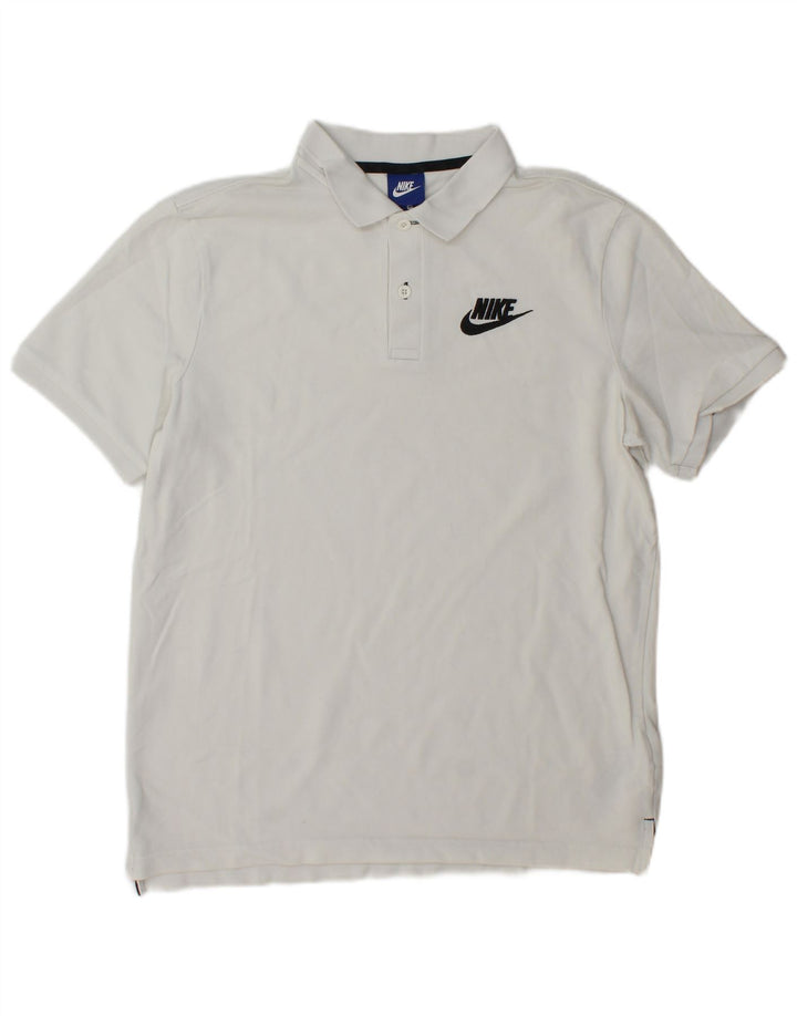 Nike Mens Polo Shirt Medium White Cotton