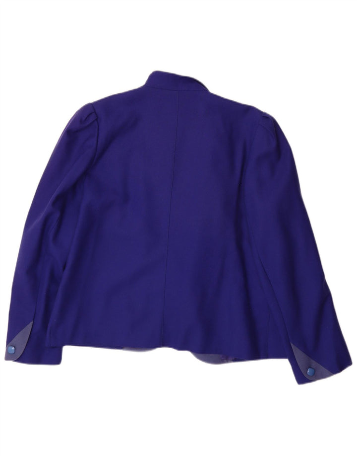 Vintage mujer abierta Blazer chaqueta Reino Unido 14 lana púrpura grande