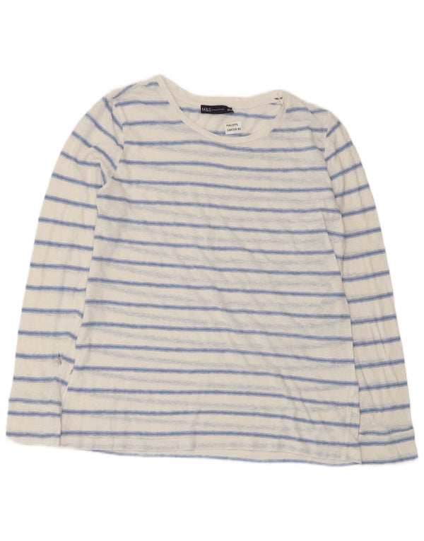 Marks & Spencer Damen-Blusenoberteil, UK-Größe 44, Mittelweiß, gestreift, Polyester