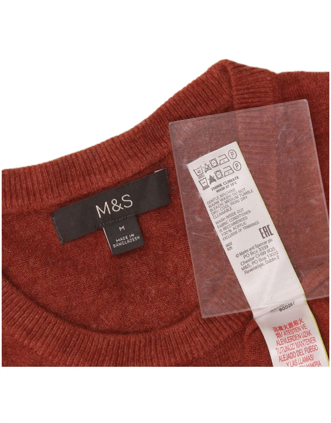 MARKS & SPENCER Womens Crew Neck Jumper Sweater UK 14 Medium Maroon