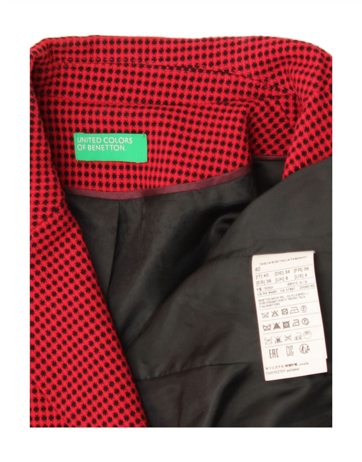 BENETTON Womens 3 Button Blazer Jacket UK 8 Small  Red Spotted Polyester Vintage Benetton and Second-Hand Benetton from Messina Hembry 