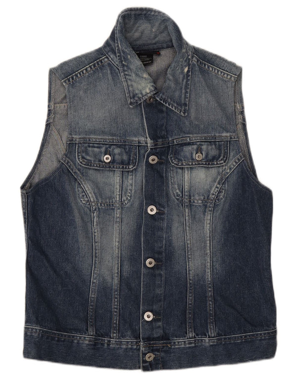 Diesel Mens Denim Gilet UK 40 Large Blue Cotton