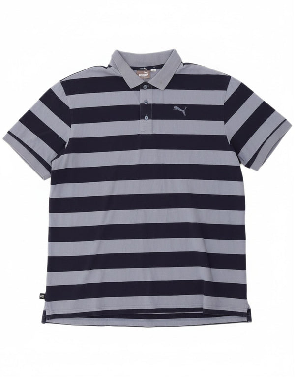 Camisa polo masculina PUMA XL algodão listrado azul