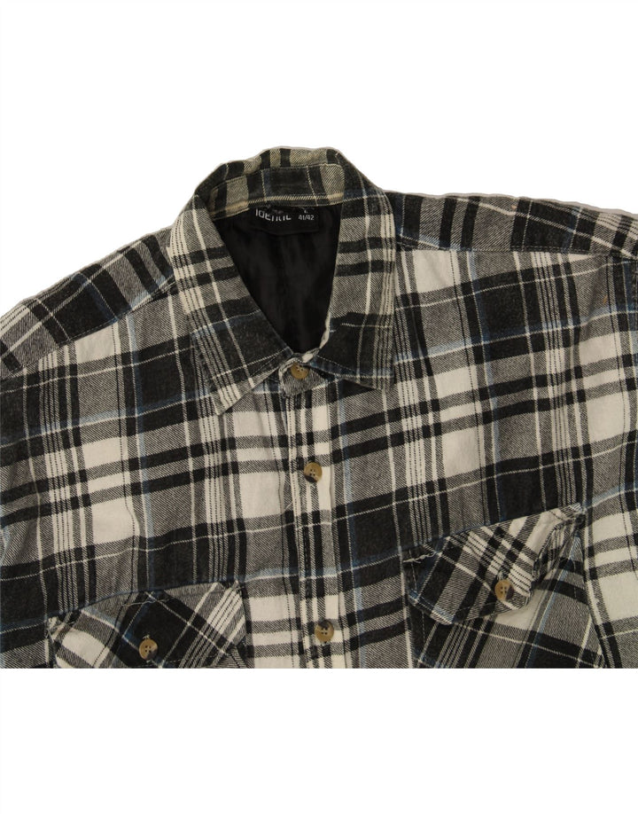 VINTAGE Mens Lumberjack Shirt Size 41/42 Large Black Check Polyester Vintage Vintage and Second-Hand Vintage from Messina Hembry 