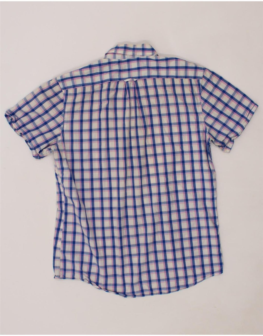 IZOD Mens Short Sleeve Shirt Large Blue Check Cotton Vintage Izod and Second-Hand Izod from Messina Hembry 