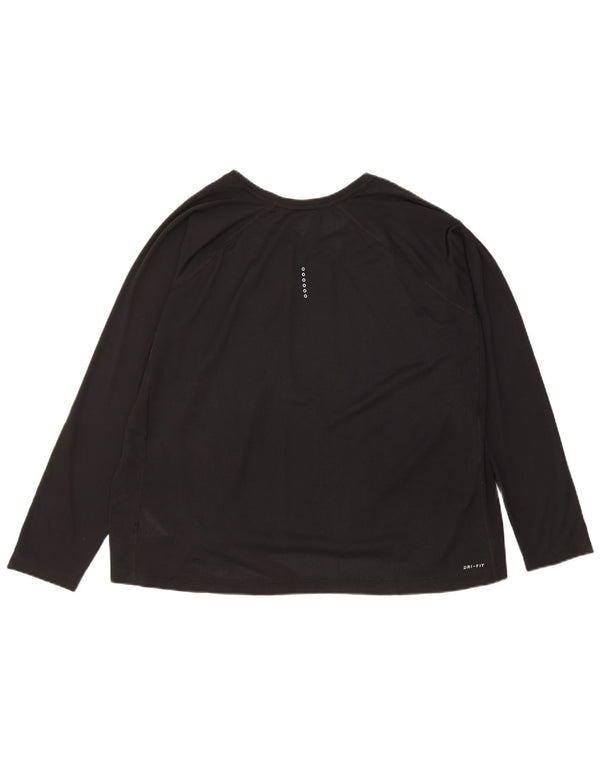 Nike Womens Dri Fit Top Long Sleeve UK 22 3XL Black Polyester