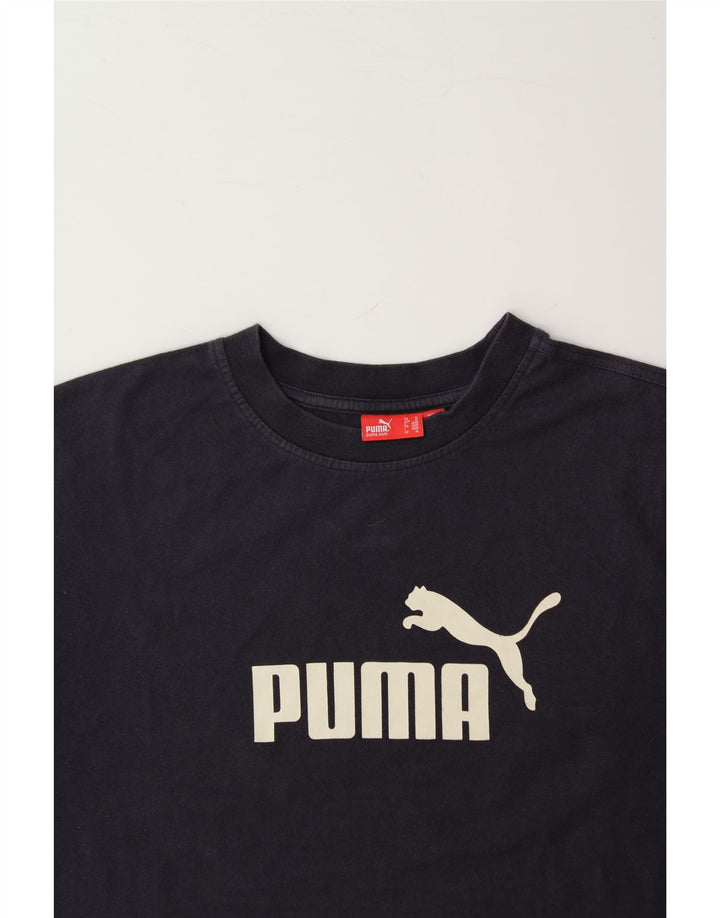 PUMA Mens Graphic T-Shirt Top Medium Navy Blue Cotton Vintage Puma and Second-Hand Puma from Messina Hembry 