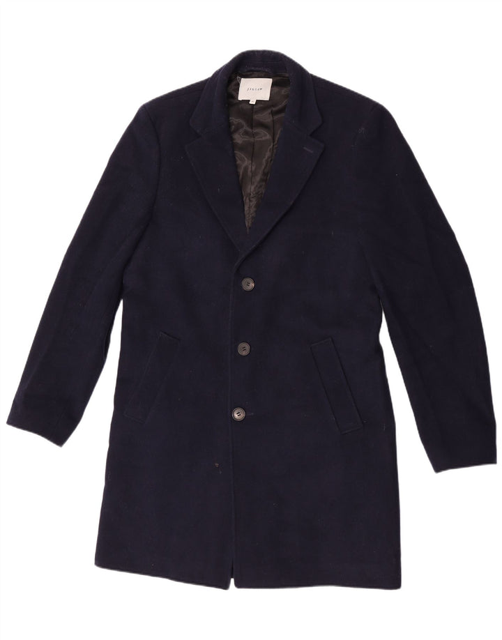 Jigsaw Mens Overcoat UK 38 Medium Navy Blue Wool