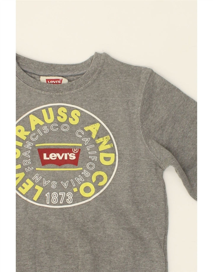 LEVI'S Boys Graphic Sweatshirt Jumper 9-10 Years Grey Cotton Vintage Levi's and Second-Hand Levi's from Messina Hembry 