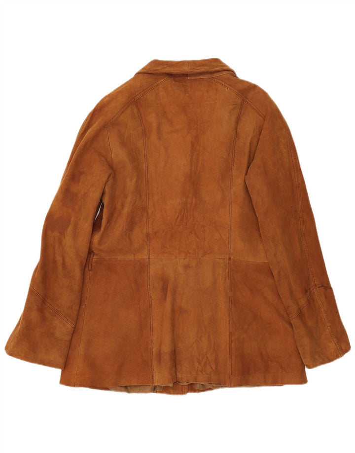 Giacca vintage in pelle scamosciata da donna UK 14 in pelle marrone medio