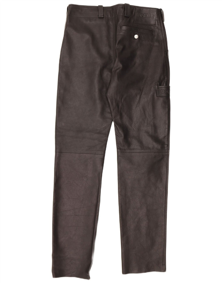 Bockle Womens Straight Leather Trousers W33 L34 Black