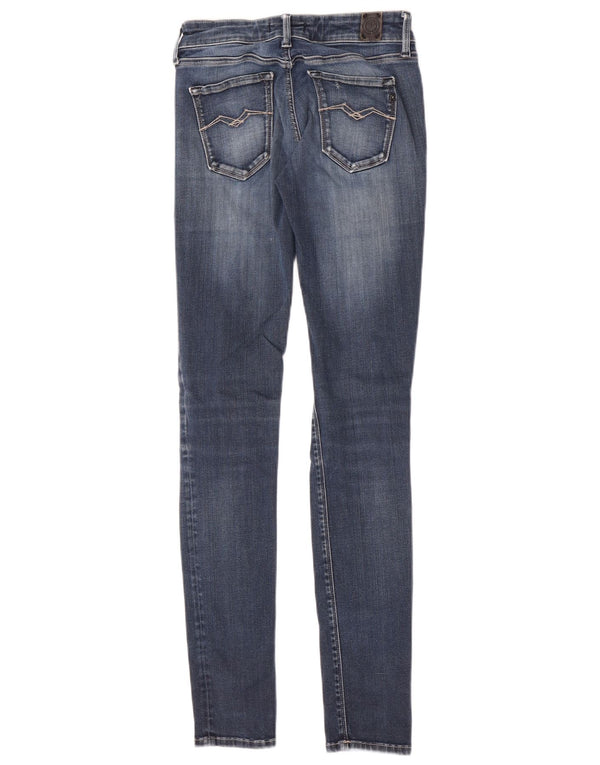 Replay Womens Distressed Skinny Jeans W26 L32 Blue Cotton