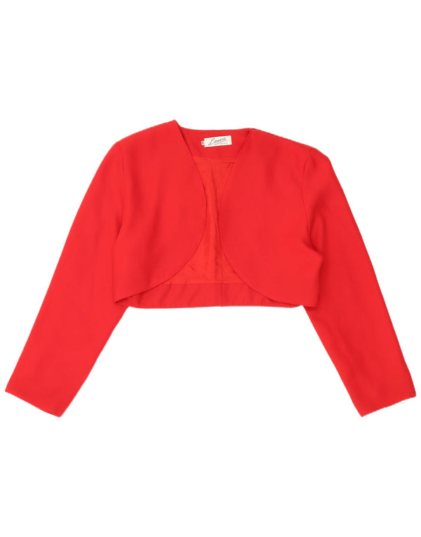 Vintage Dame Open Bolero Jacket IT 42 Medium Rød Polyester