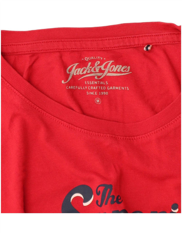 Jack & Jones Mens Denizen Graphic T-Shirt Top Medium Red Cotton