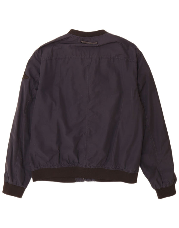 Zara Ανδρικό Bomber Jacket UK 42 XL Navy Blue Colourblock Βαμβακερό