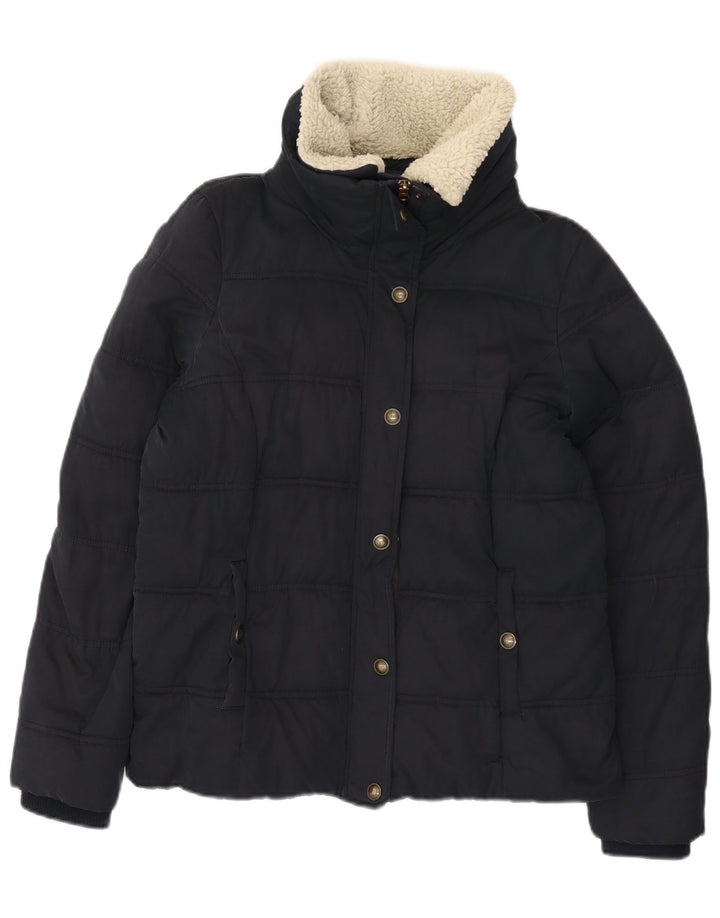 Fat Face Womens Padded Jacket UK 12 Medium Navy Blue Polyester