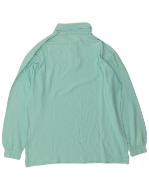 Fila Mens Long Sleeve Polo Shirt IT 48 Medium Turquoise Cotton