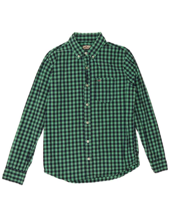 Hollister Mens Shirt Small Green Gingham Cotton