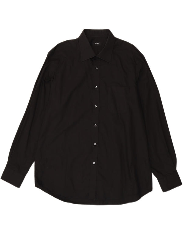 Camicia da uomo Hugo Boss taglia 45 17 3/4 XL cotone nero