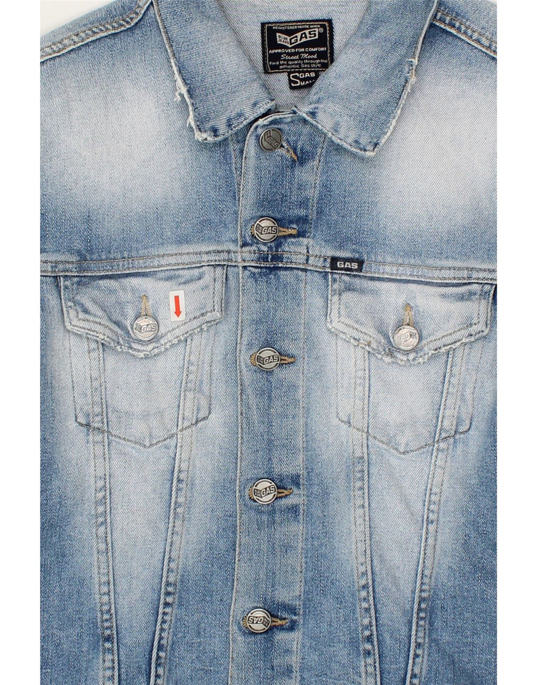 GAS Womens Crop Denim Jacket UK 10 Small Blue Vintage Gas and Second-Hand Gas from Messina Hembry 