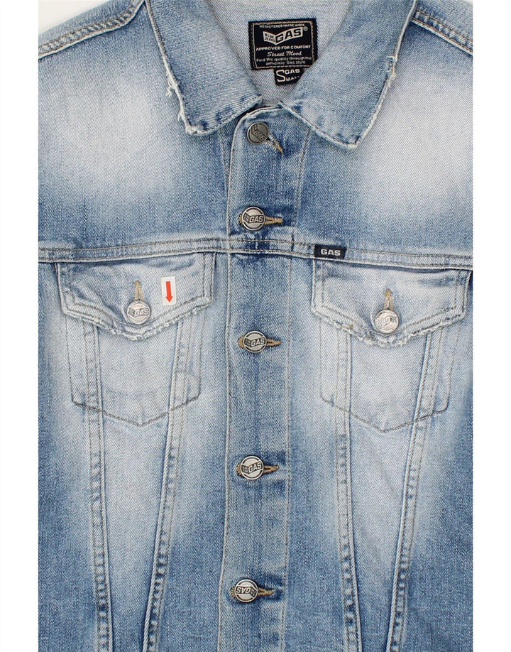 GAS Womens Crop Denim Jacket UK 10 Small Blue Vintage Gas and Second-Hand Gas from Messina Hembry 