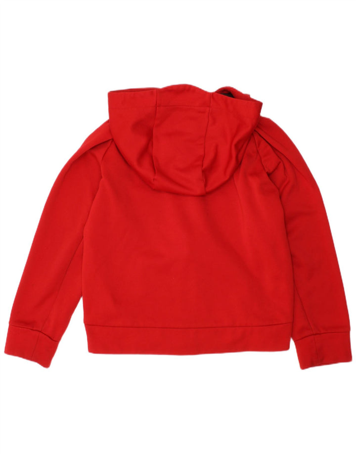 NIKE Boys Dri Fit Zip Hoodie Sweater 5-6 Years Small Red Polyester