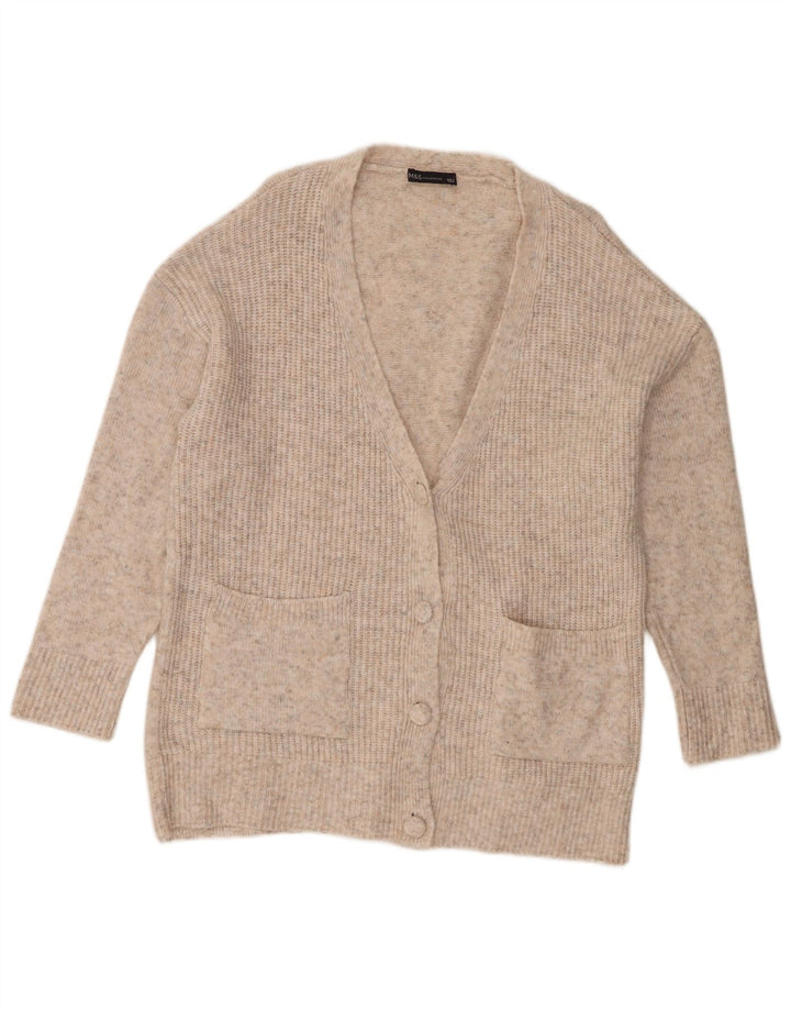 Marks & Spencer Womens Oversized Cardigan Sweater UK 16 Large Beige