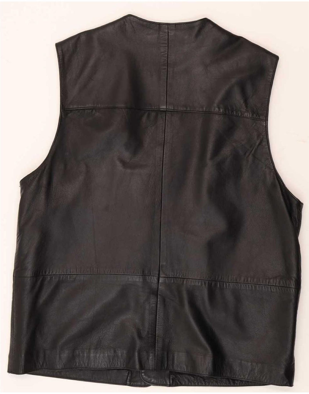 Vintage Herre Læder Gilet UK 38 Medium Black