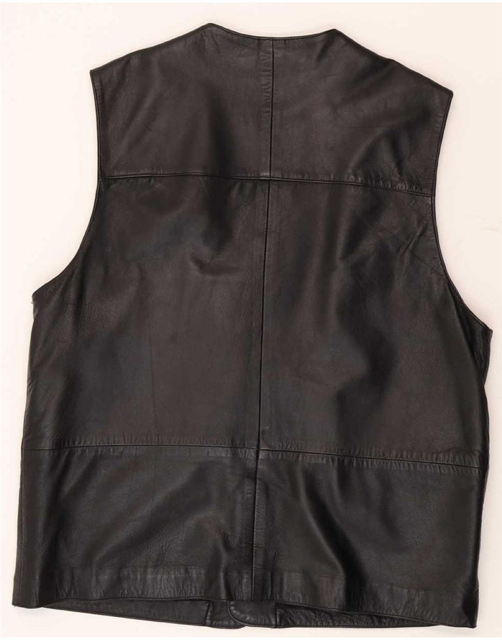 Vintage Herre Læder Gilet UK 38 Medium Black