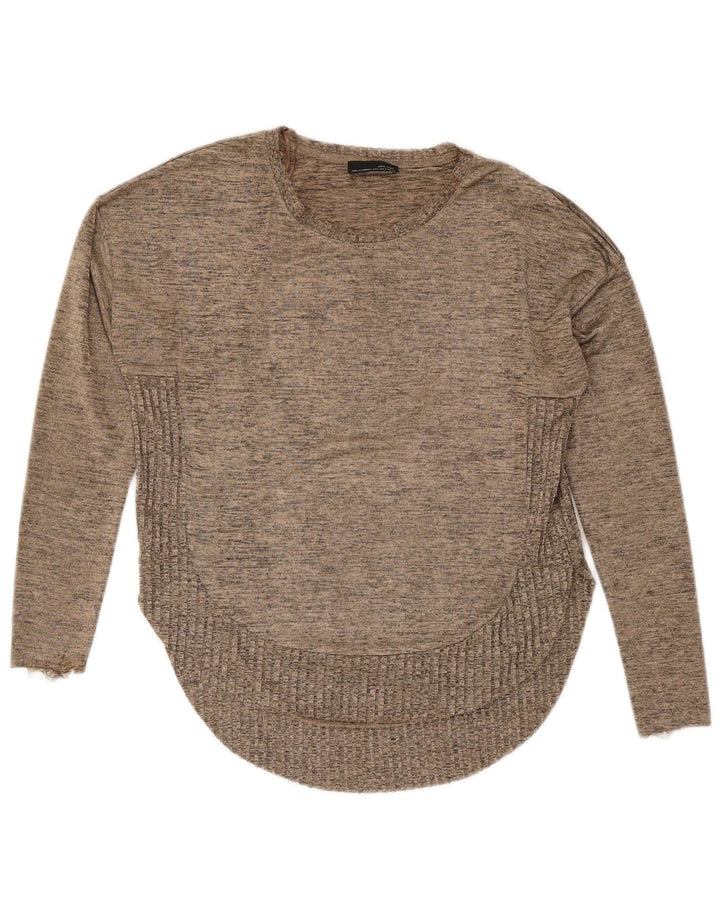 ZARA Womens Crew Neck Jumper Sweater UK 10 Small Grey