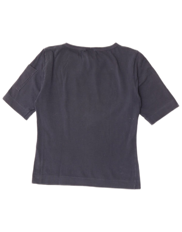 Lee Womens Crop Graphic T-Shirt Top UK 14 Large Navy Blue