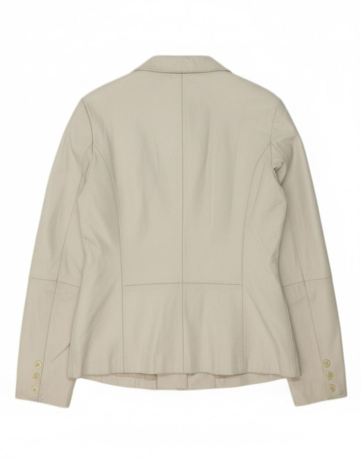 J.J.SCOTT Womens Leather Jacket EU 44 XL Off White Leather Vintage J.J.Scott and Second-Hand J.J.Scott from Messina Hembry 