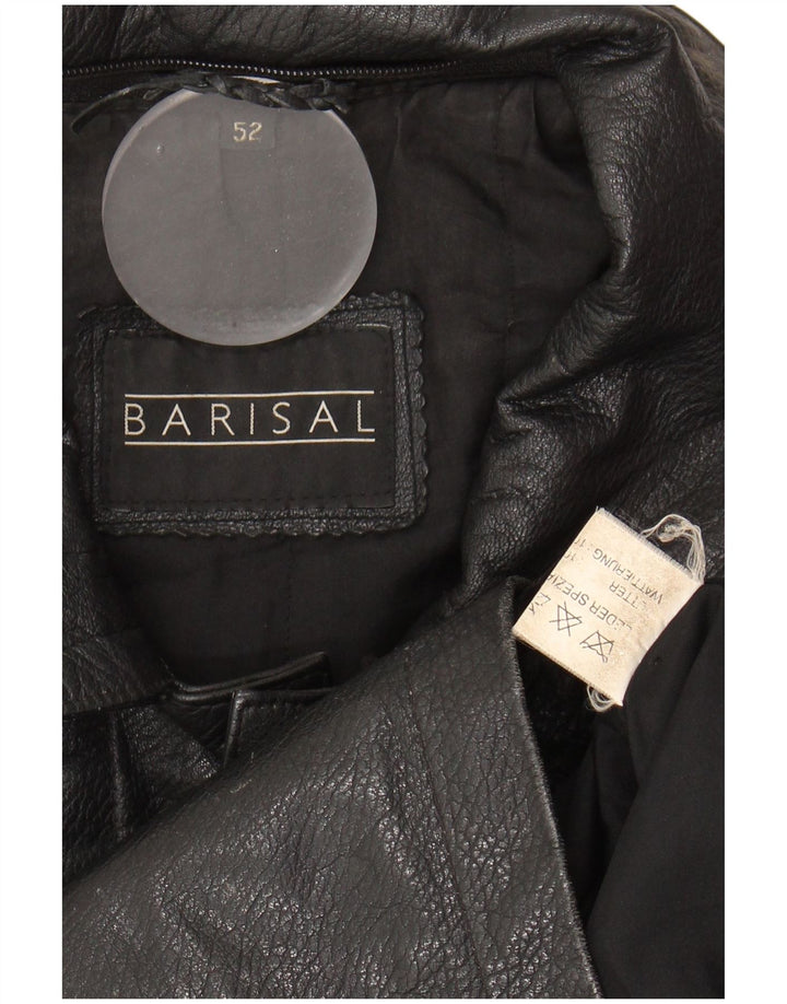 BARISAL Mens Leather Jacket IT 52 XL Black Leather