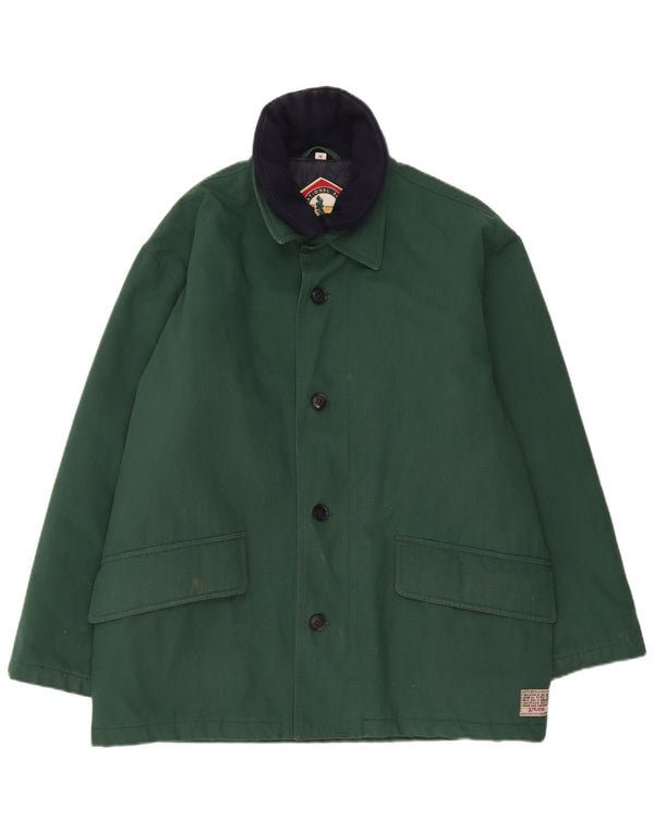 Abrigo vintage para hombre Reino Unido 38 Poliéster verde medio