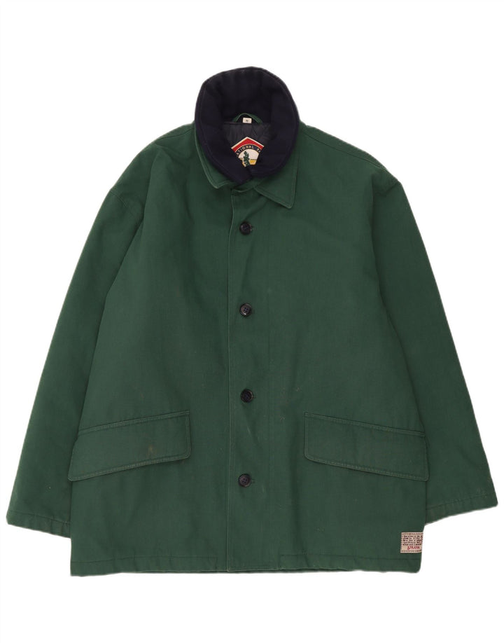 Vintage overfrakke til mænd UK 38 Medium Green Polyester