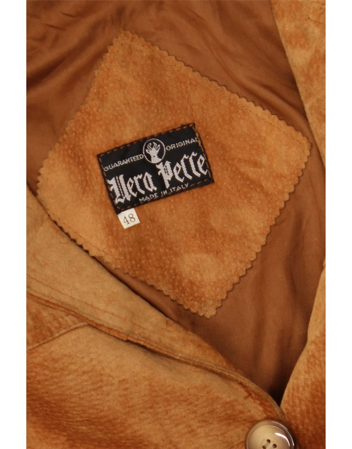 Vera Pelle Damen Übergroße Wildlederjacke IT 48 XL Beige Leder