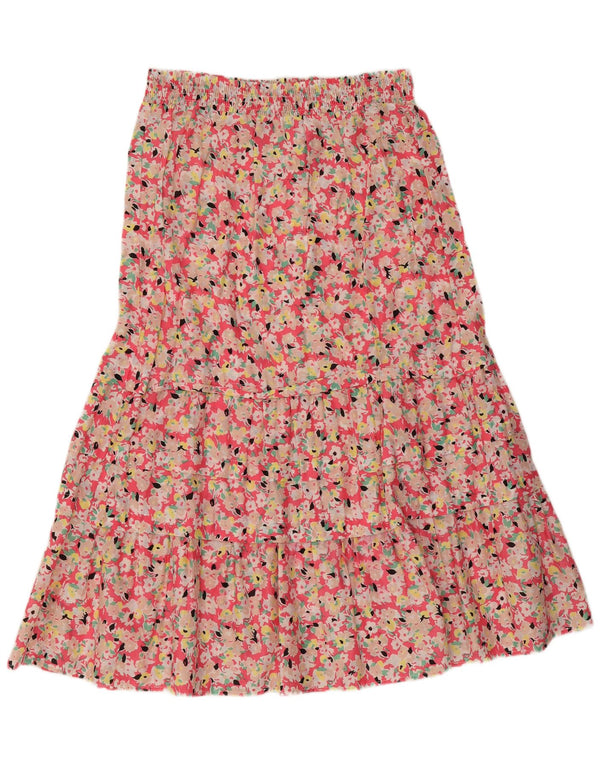 Gonna a strati da donna Marks & Spencer UK 10 piccola W28 cotone floreale rosa