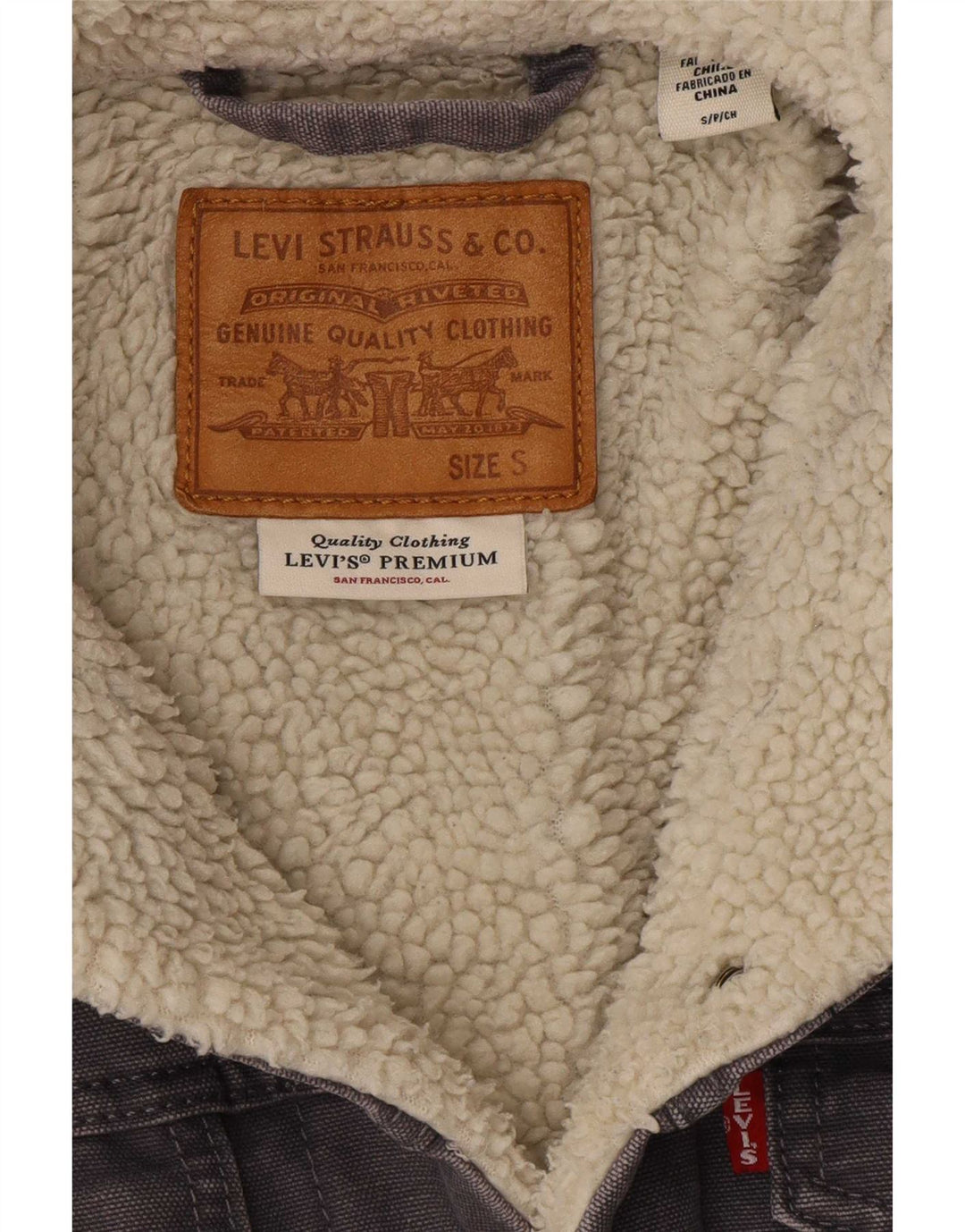 Levi's Chaqueta vaquera Sherpa para hombre UK 36 Small Grey Cotton